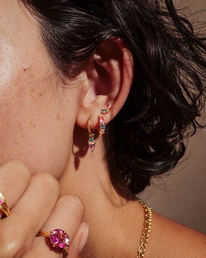 0.50 TCW Ruby,Topaz Mix Lab Made Diamond Hoops 4
