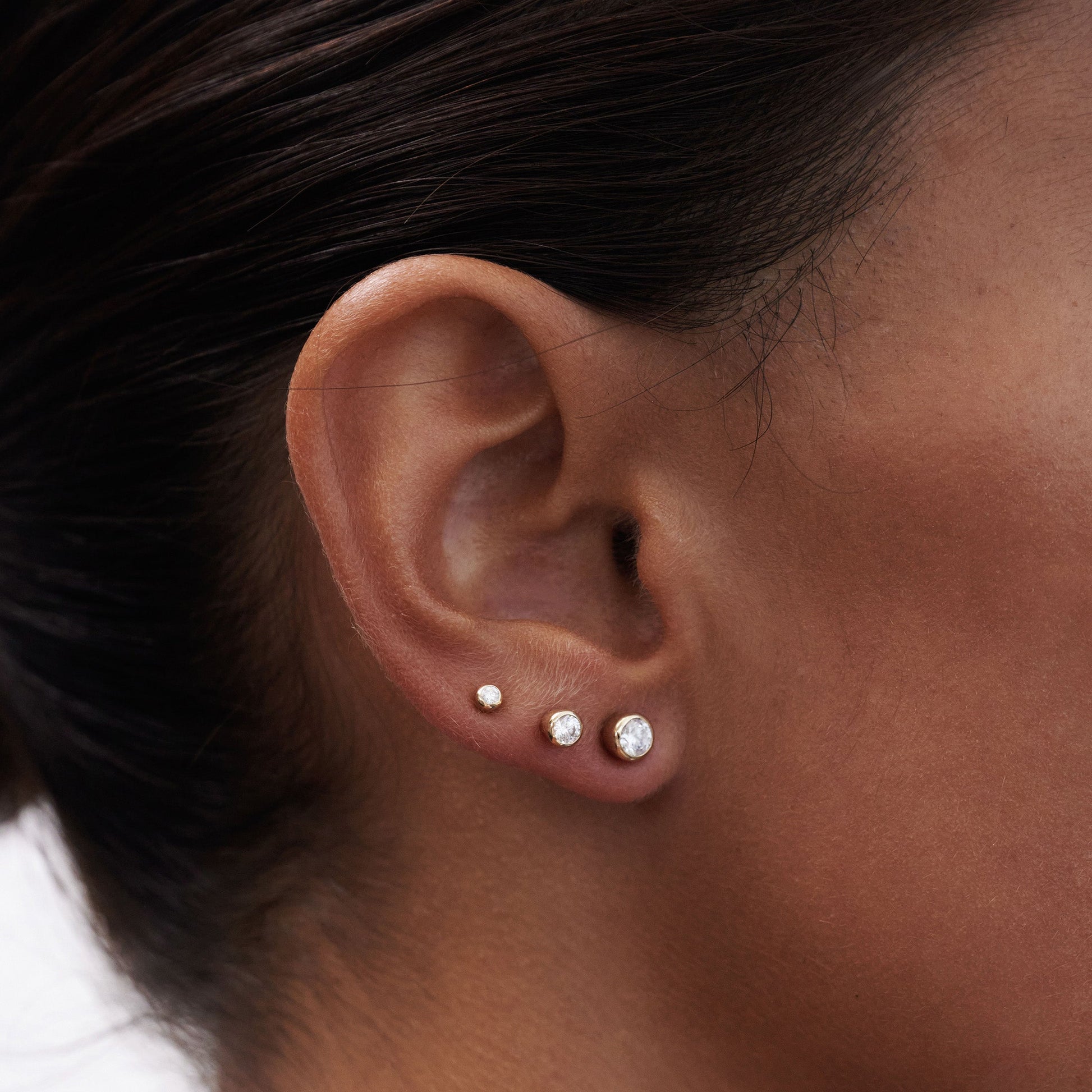 Elegant 0.10 TCW Round Lab Grown Diamond Bezel Stud Earrings 4