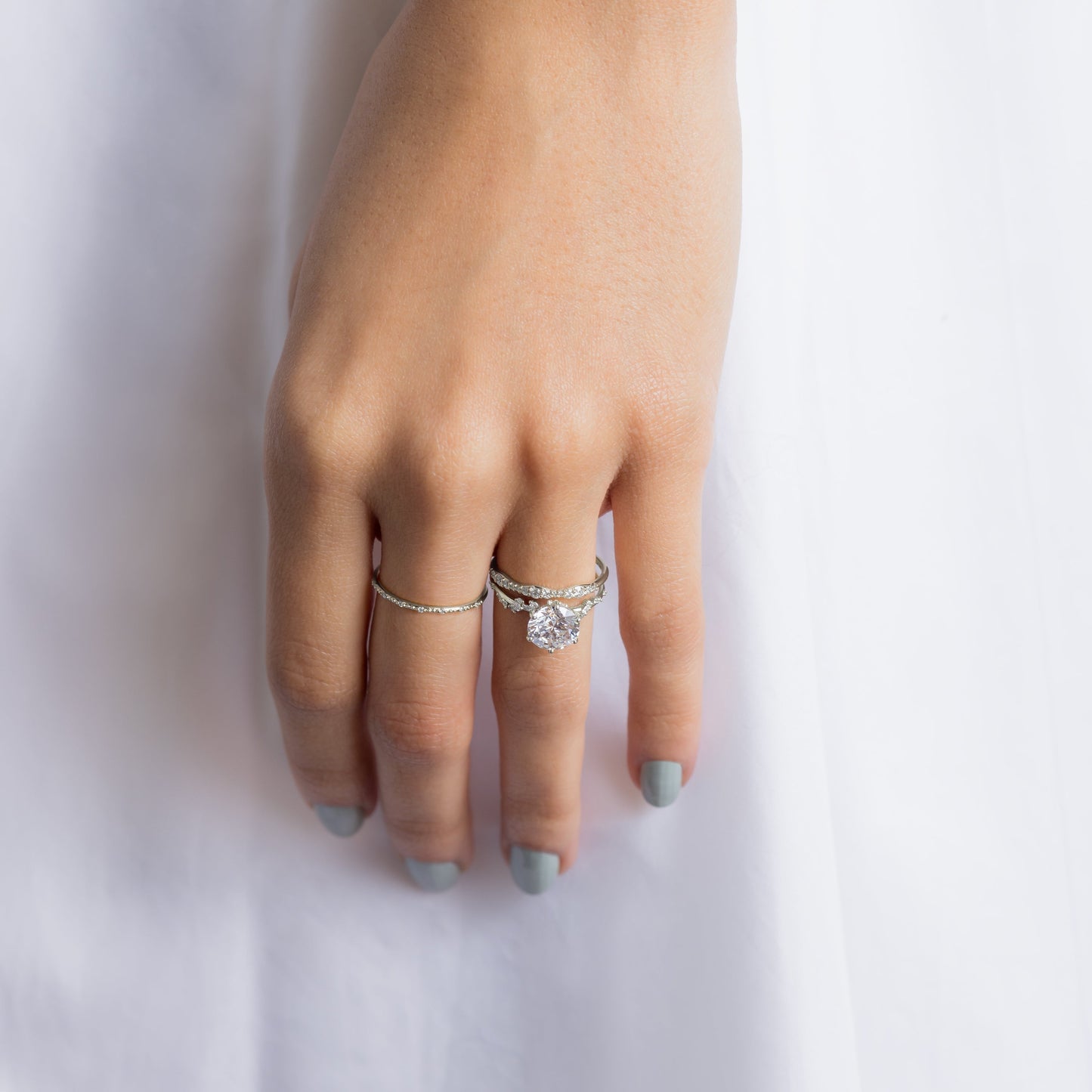 Cluster with Hidden Stone-Round Lab Grown Diamond Engagement Ring