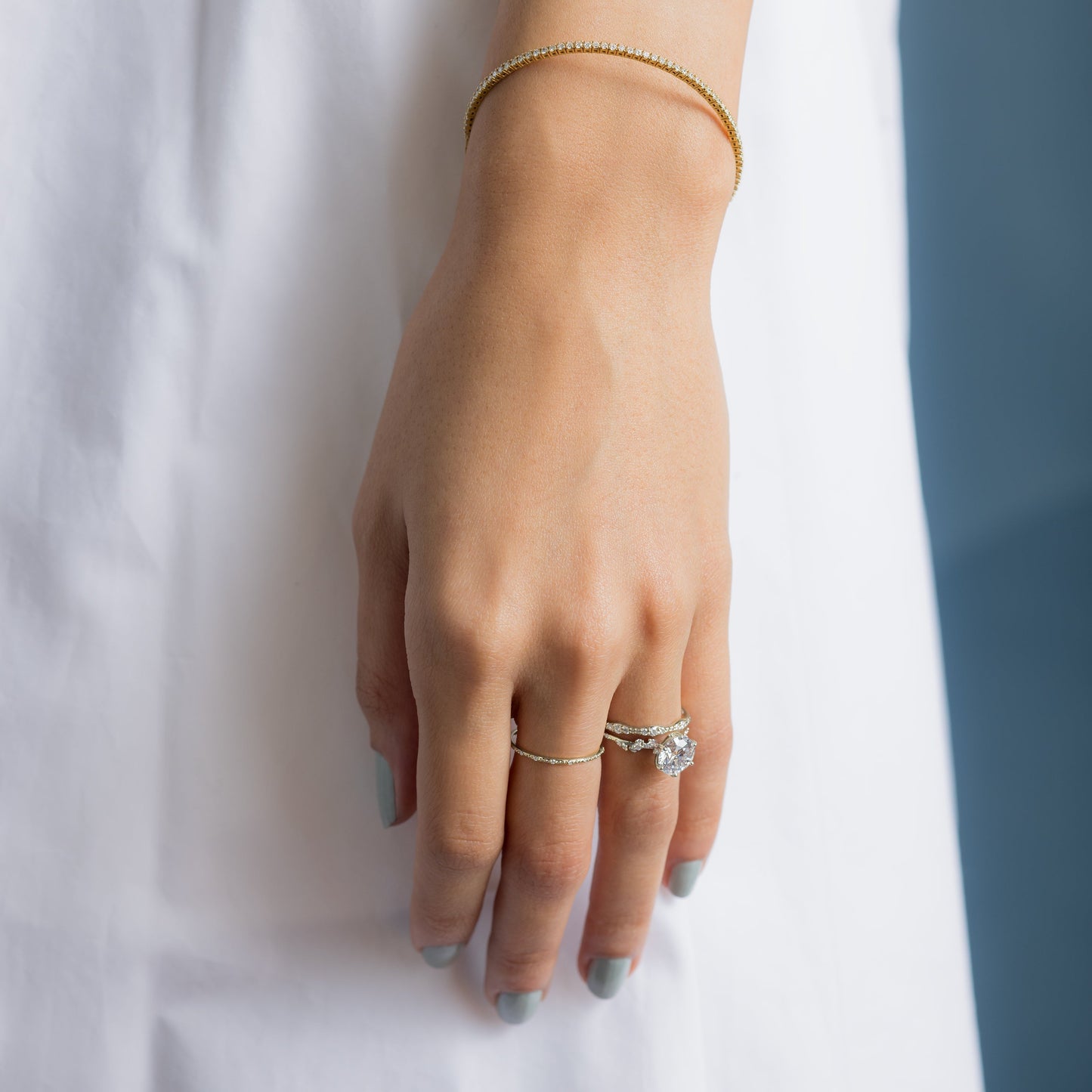 Cluster with Hidden Stone-Round Lab Grown Diamond Engagement Ring