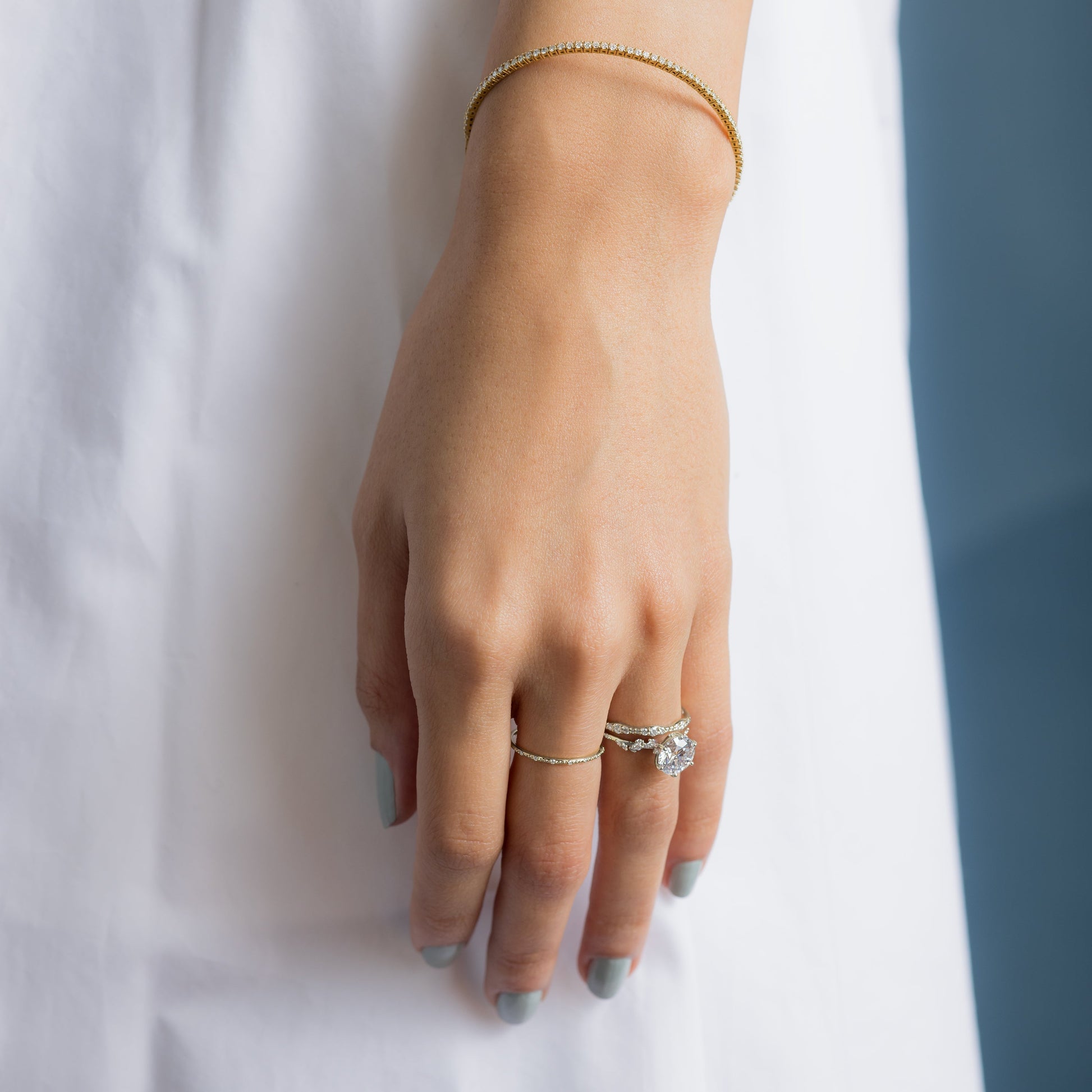 Cluster with Hidden Stone-Round Lab Grown Diamond Engagement Ring