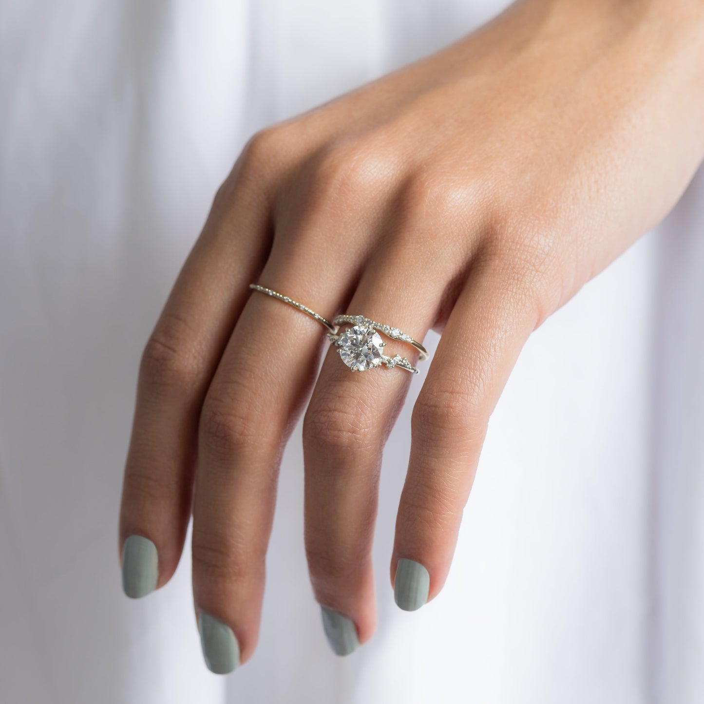 Cluster with Hidden Stone-Round Lab Grown Diamond Engagement Ring