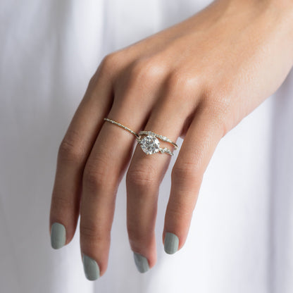 Cluster with Hidden Stone-Round Lab Grown Diamond Engagement Ring