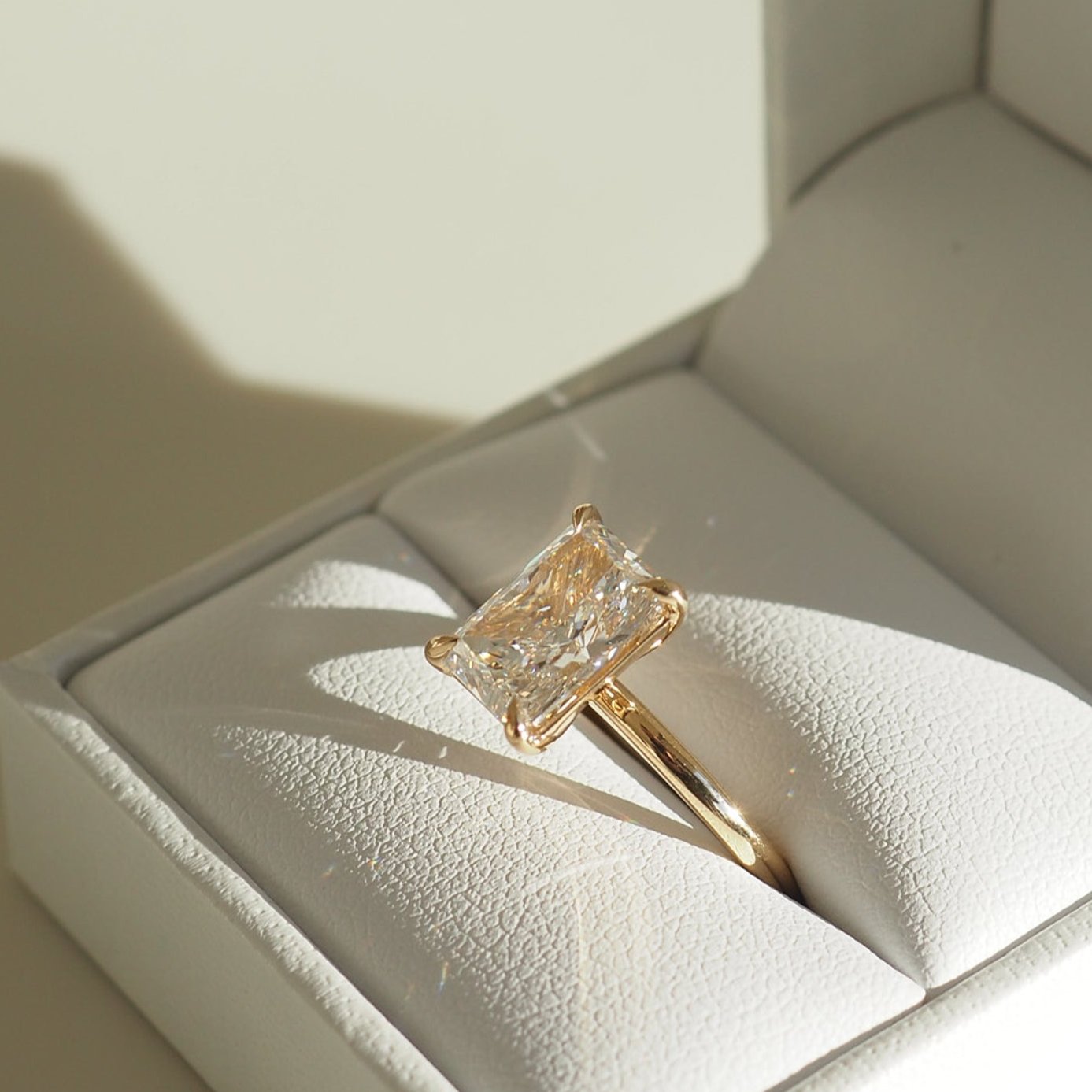 2.60 CT Radiant Cut Lab-Grown Diamond Solitaire Ring in Gold Setting