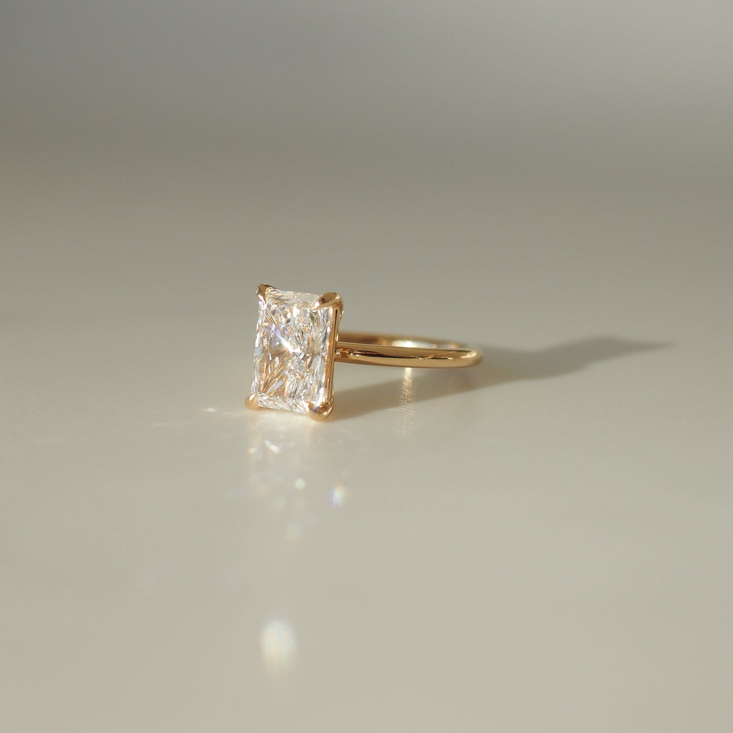 2.60 CT Radiant Cut Lab-Grown Diamond Solitaire Ring in Gold Setting 3