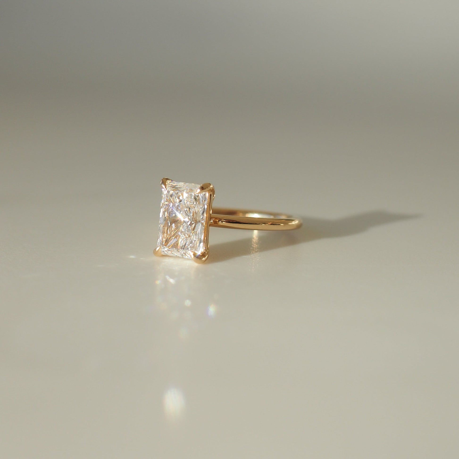 2.60 CT Radiant Cut Lab-Grown Diamond Solitaire Ring in Gold Setting 3