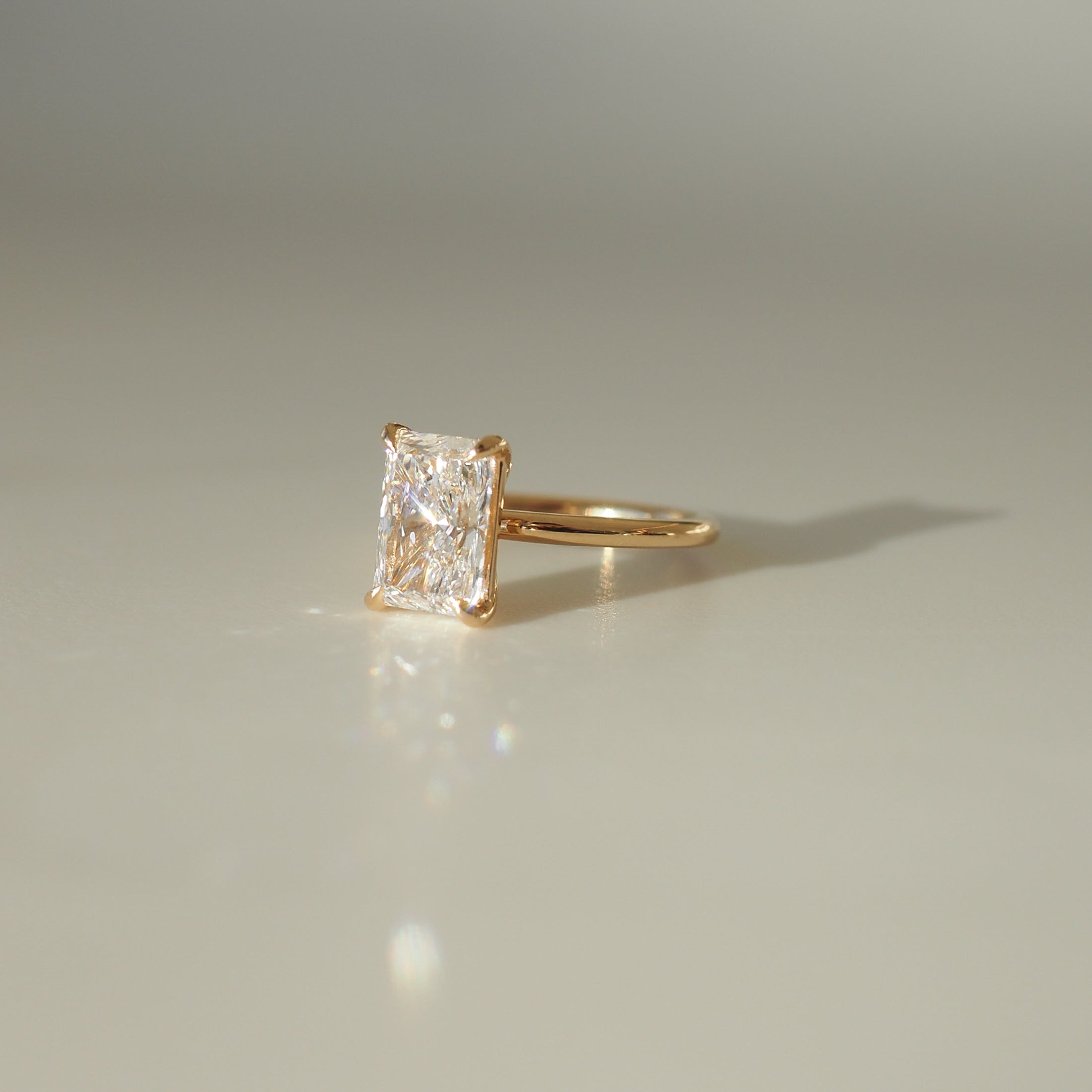 2.60 CT Radiant Cut Lab-Grown Diamond Solitaire Ring in Gold Setting