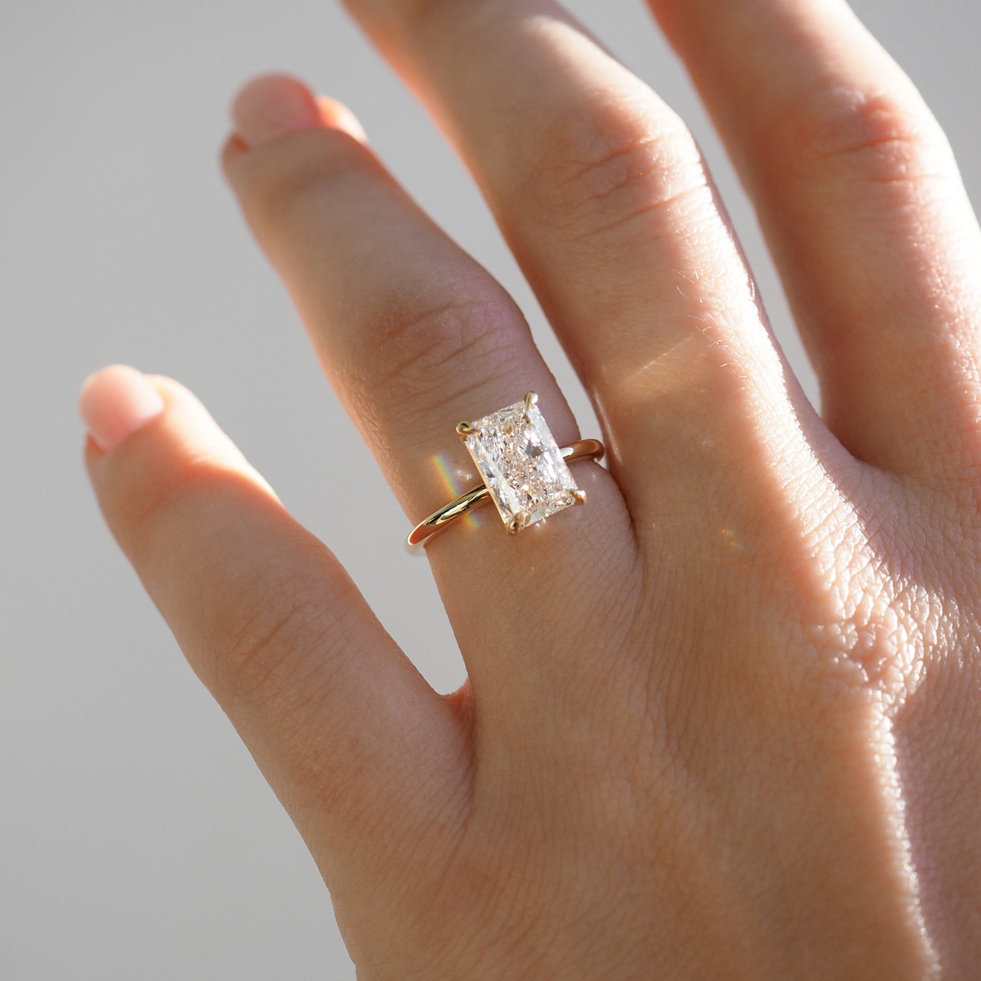 2.60 CT Radiant Cut Lab-Grown Diamond Solitaire Ring in Gold Setting 2