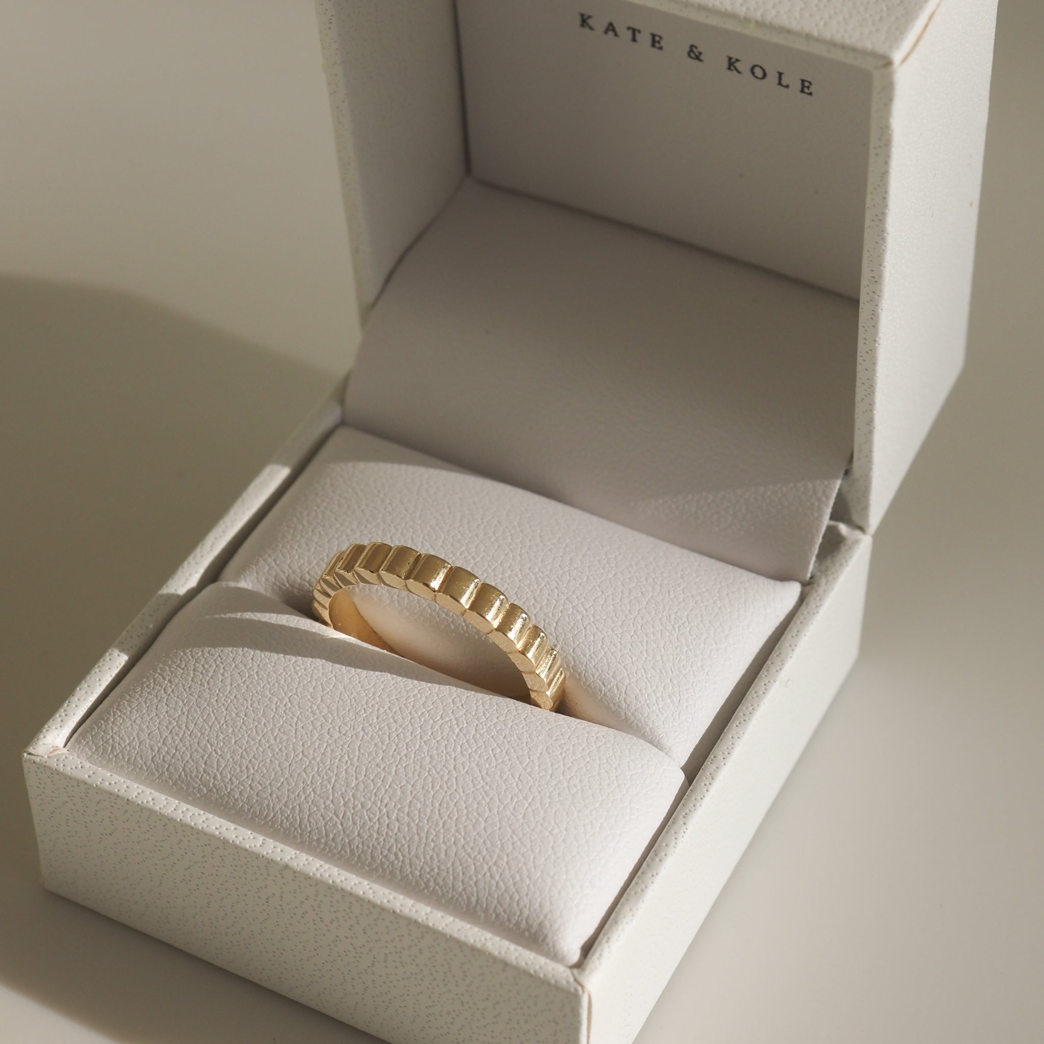 Timeless Ribbed Gold Wedding Band for Her