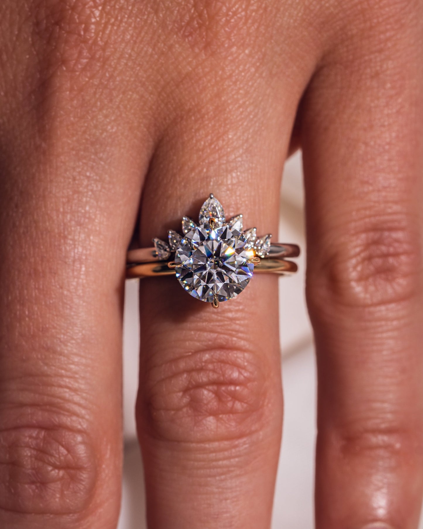 0.34 CT Pear Shaped Cluster Style Lab Grown Diamond Wedding Band