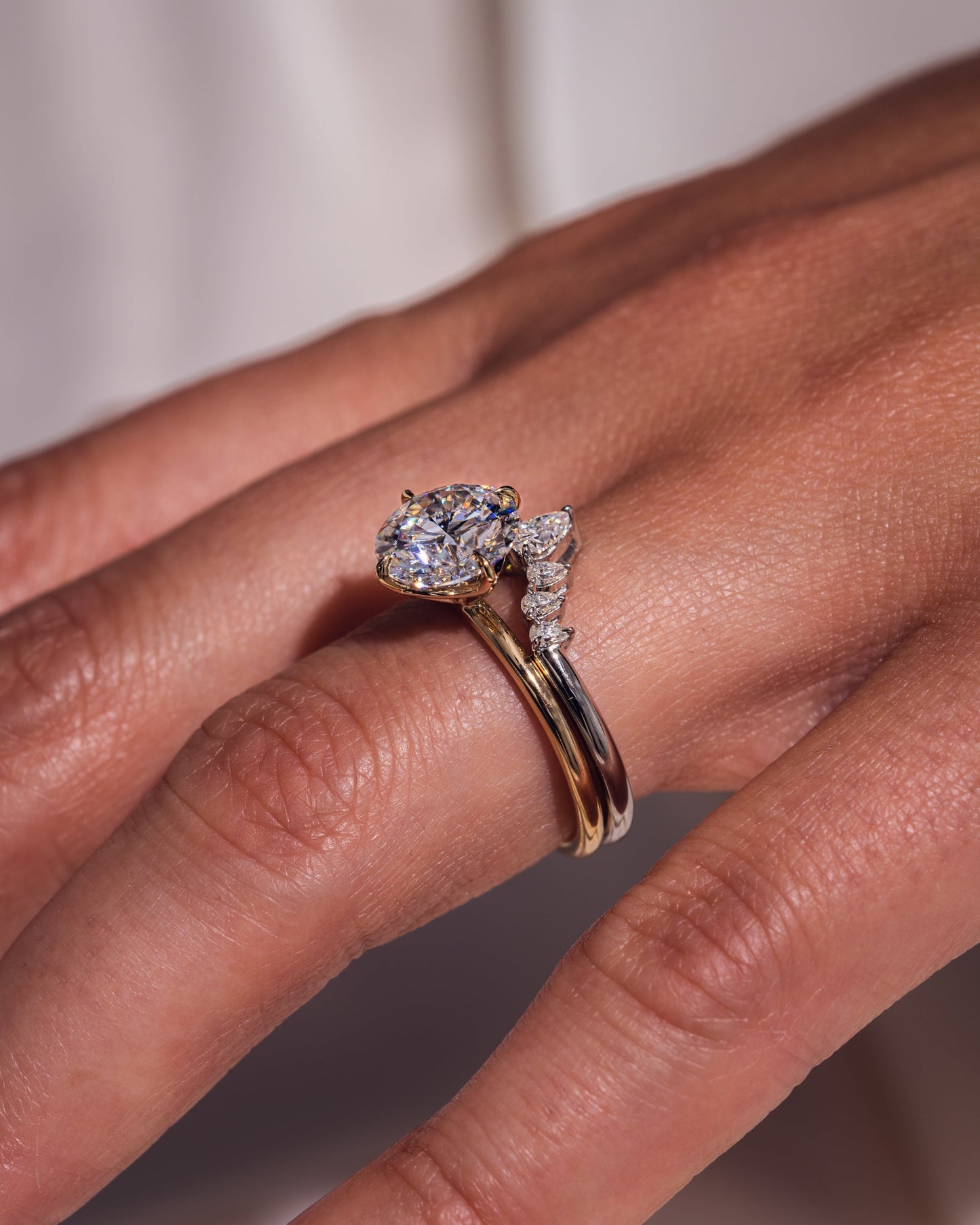 0.34 CT Pear Shaped Cluster Style Lab Grown Diamond Wedding Band