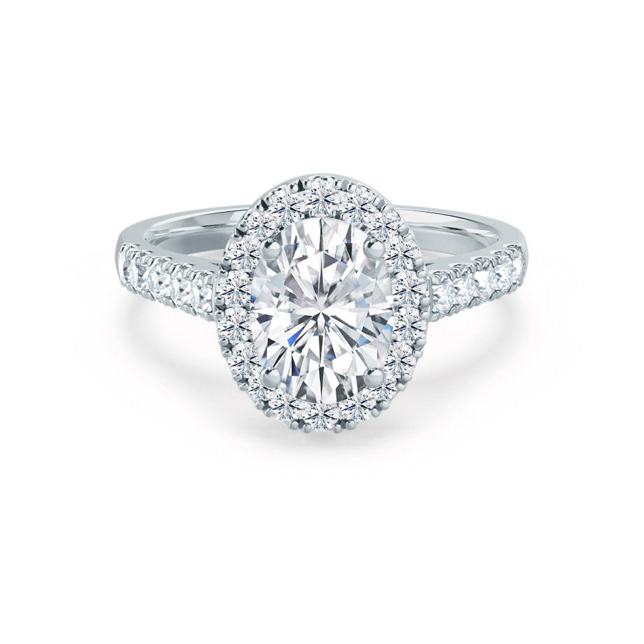 1.50 CT Oval Lab-Grown Diamond Halo Engagement Ring In Pave Setting