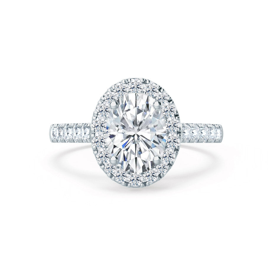 1.50 CT Oval Lab-Grown Diamond Halo Engagement Ring In Pave Setting