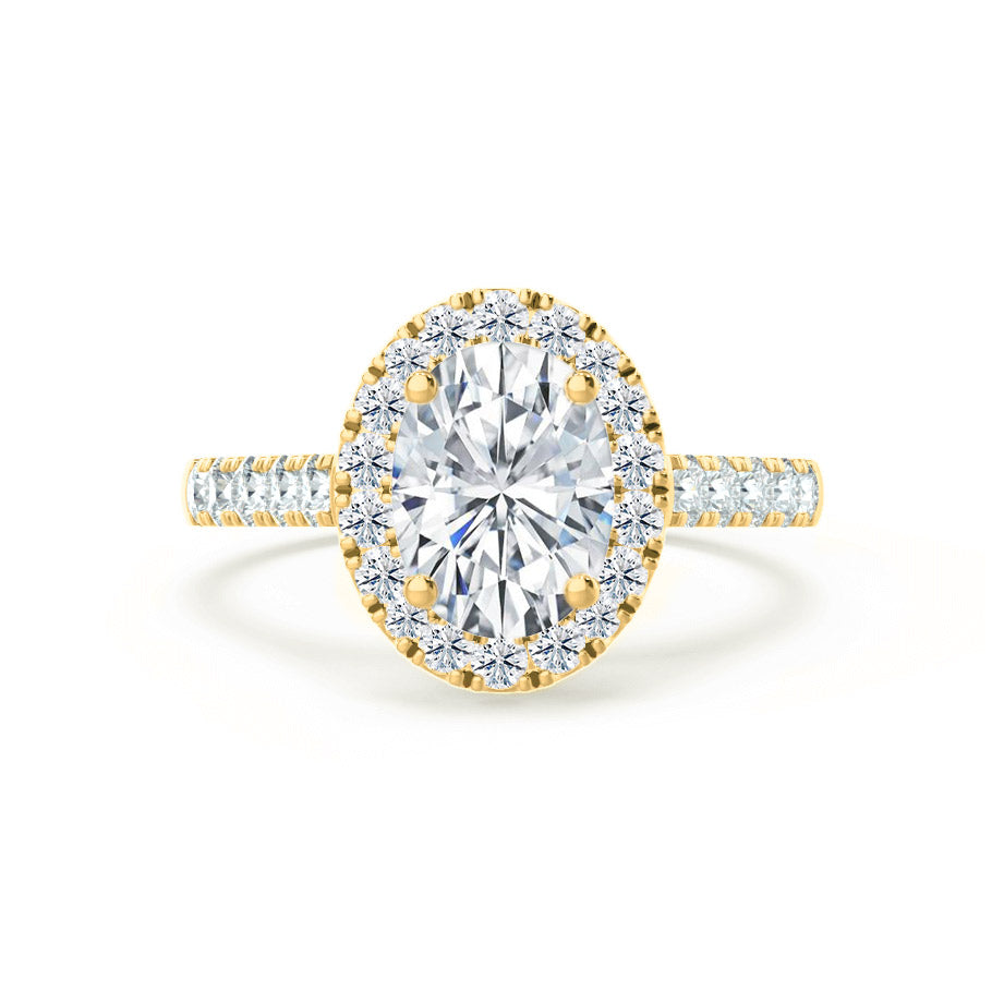 1.50 CT Oval Lab Grown Diamond Halo & Pave Engagement Ring