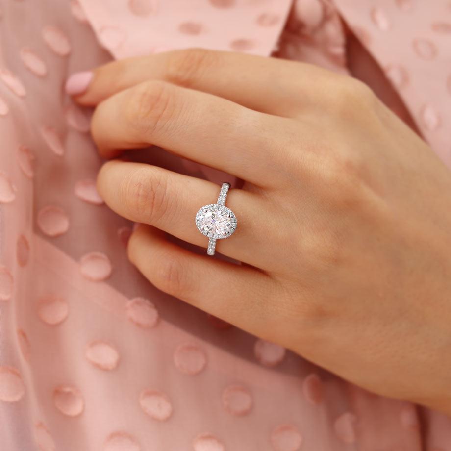 1.50 CT Oval Lab-Grown Diamond Halo Engagement Ring In Pave Setting 7