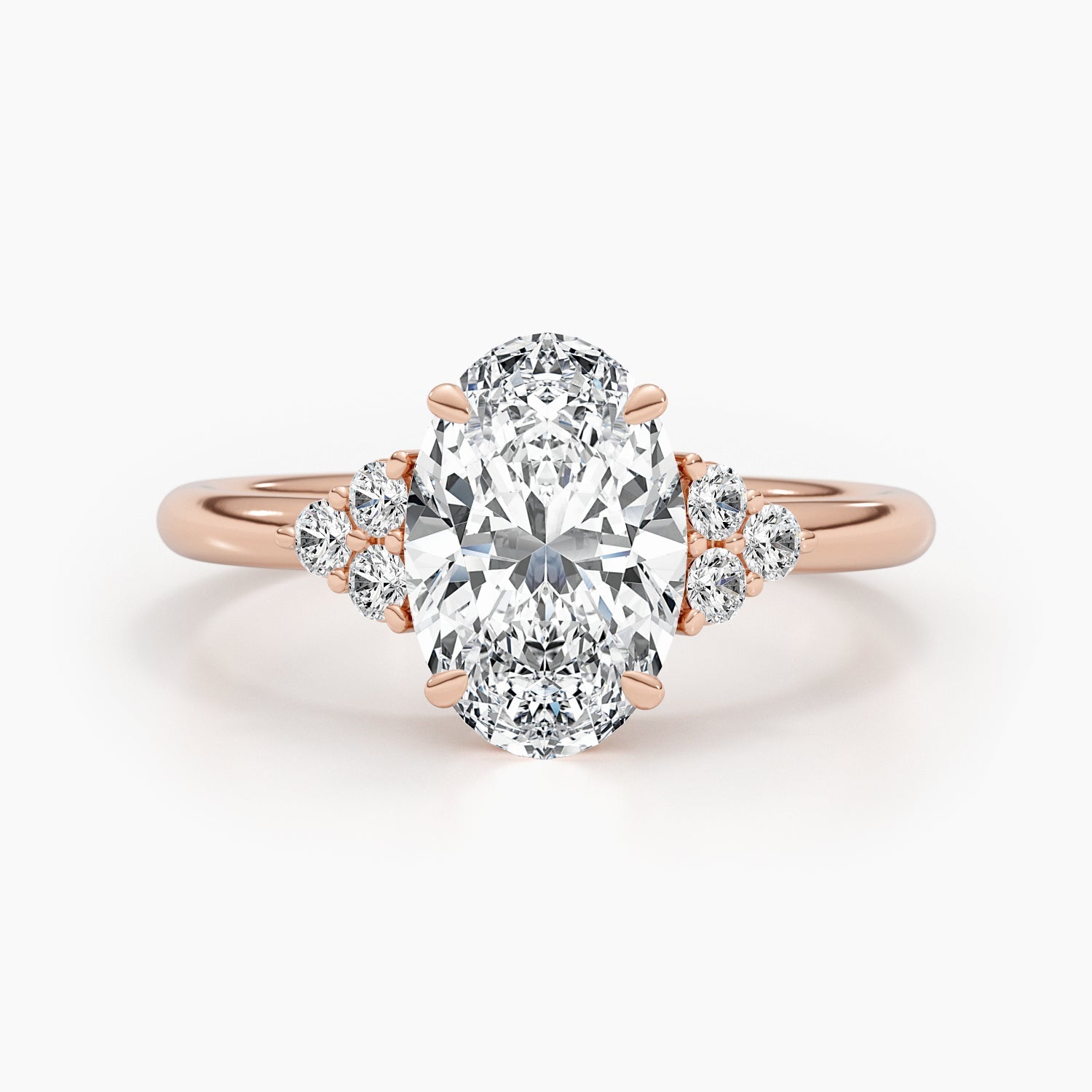 Radiant 2.42 CT Oval Lab-Grown Diamond Trio Engagement Ring 3