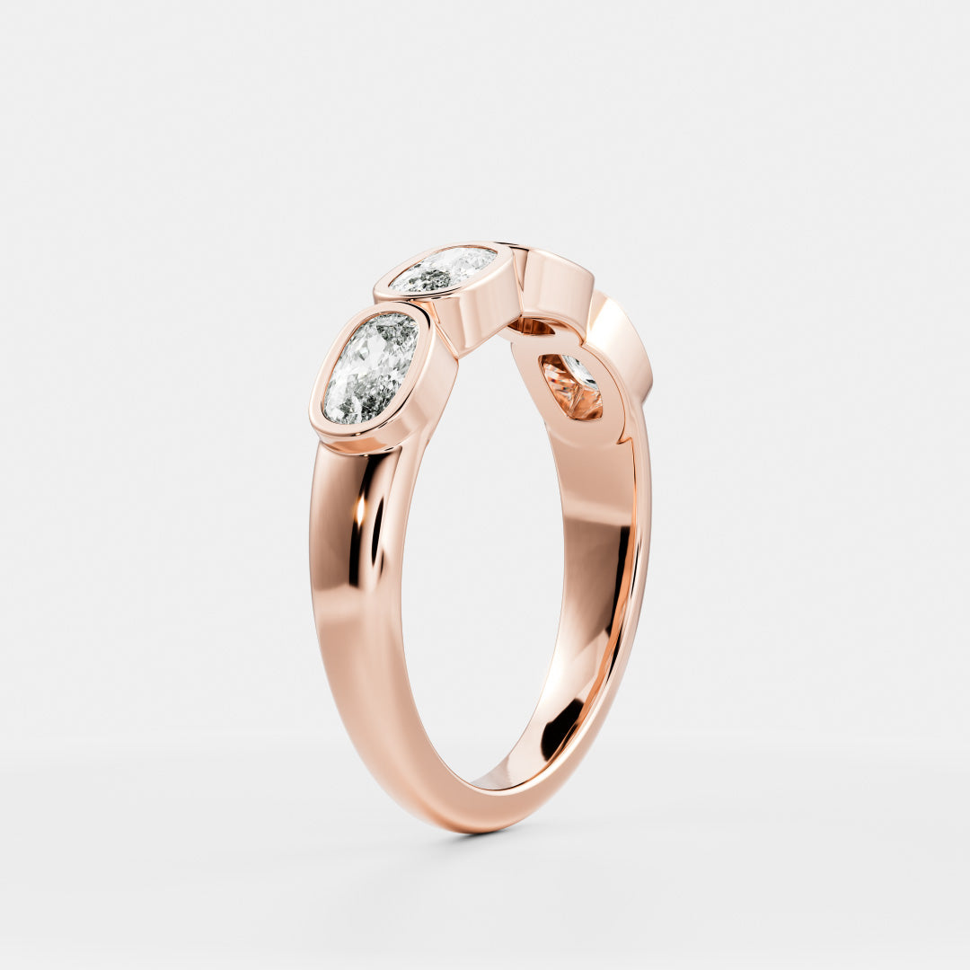 Half Eternity- 0.20 CT Oval Moissanite Wedding Band