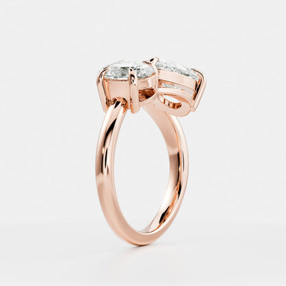 Toi Et Moi Curved Shank-Pear & Oval Lab Grown Diamond Engagement Ring