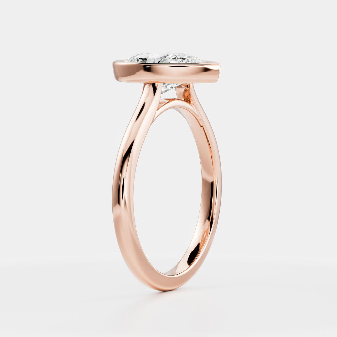Solitaire Bezel Cathedral-Pear Lab Grown Diamond Engagement Ring