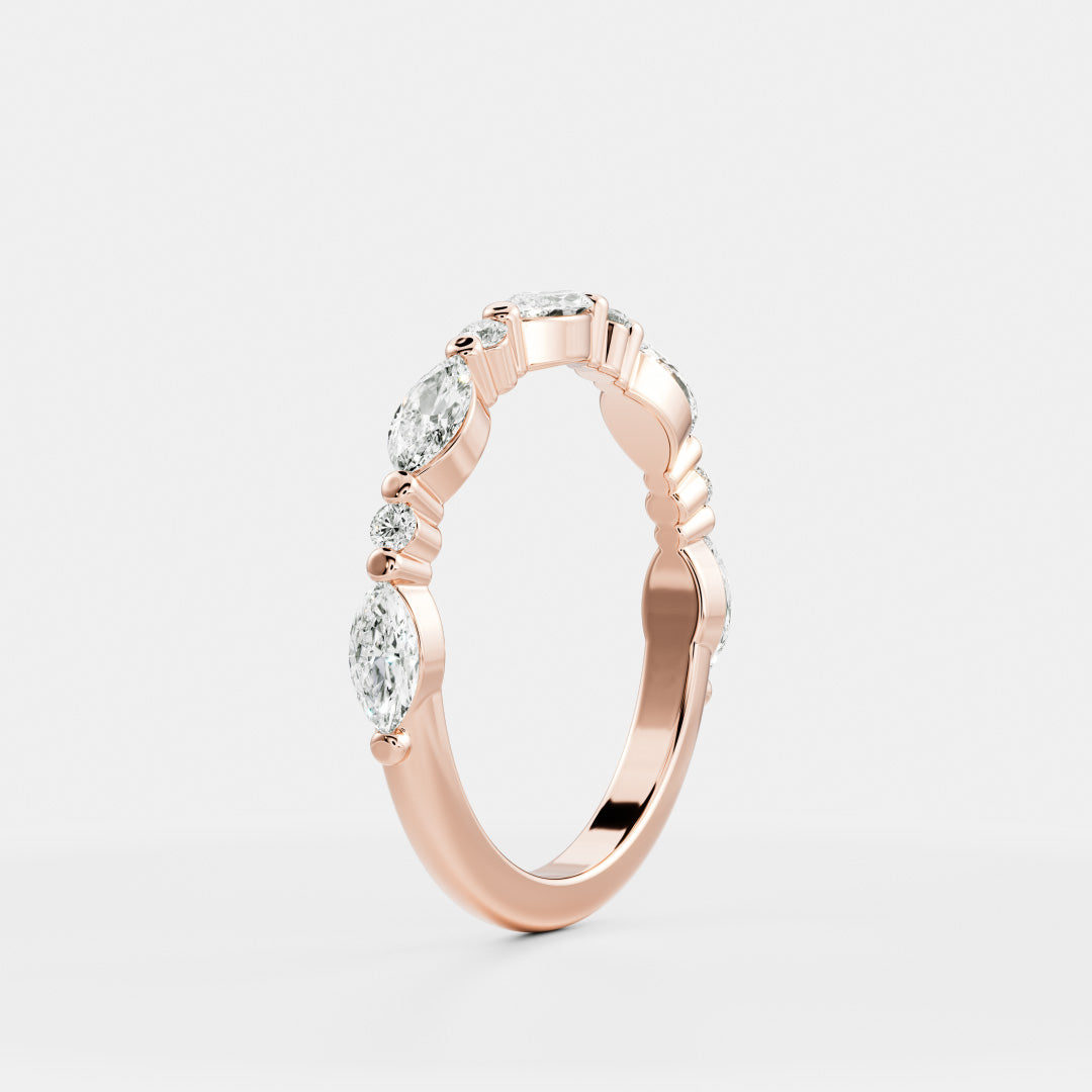 Half Eternity- 0.20 CT Oval Moissanite Wedding Band