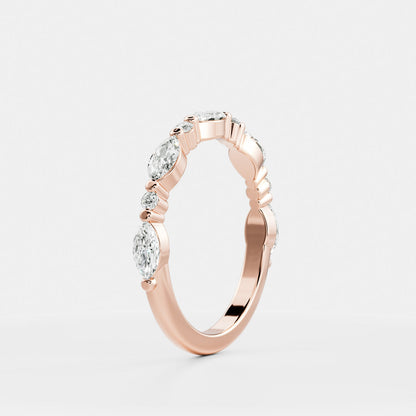 Half Eternity- 0.20 CT Oval Moissanite Wedding Band