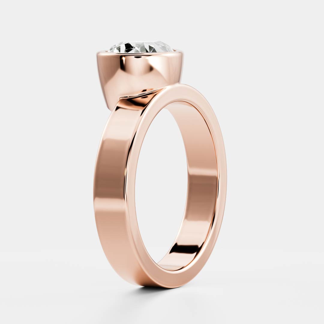 East West Solitaire Bezel Cigar Band- 1.9 CT Pear Moissanite Engagement Ring