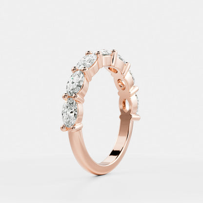 Half Eternity- 0.20 CT Oval Moissanite Wedding Band