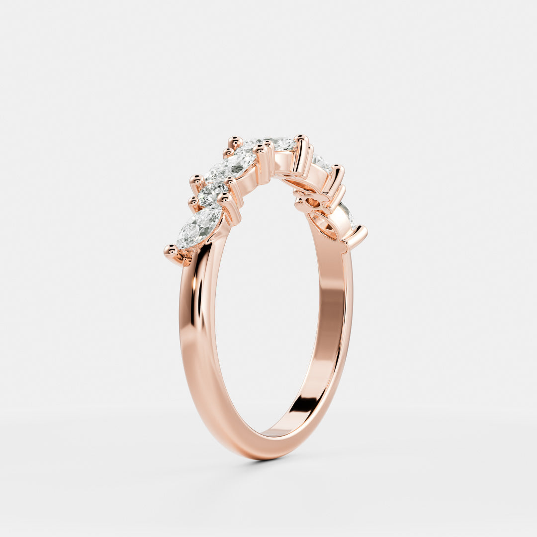 Half Eternity- 0.20 CT Oval Moissanite Wedding Band