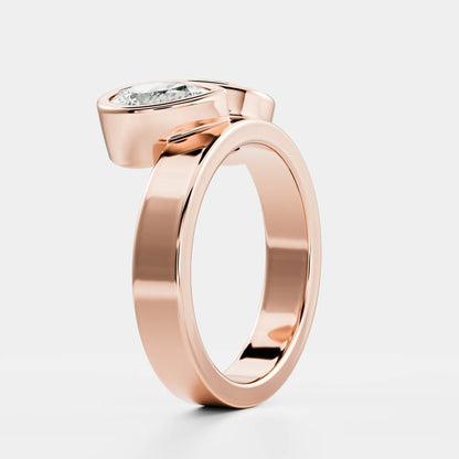 Toi Et Moi Bezel Cigar Band- 1.33 CT Pear & 1.5 CT Oval Moissanite Engagement Ring