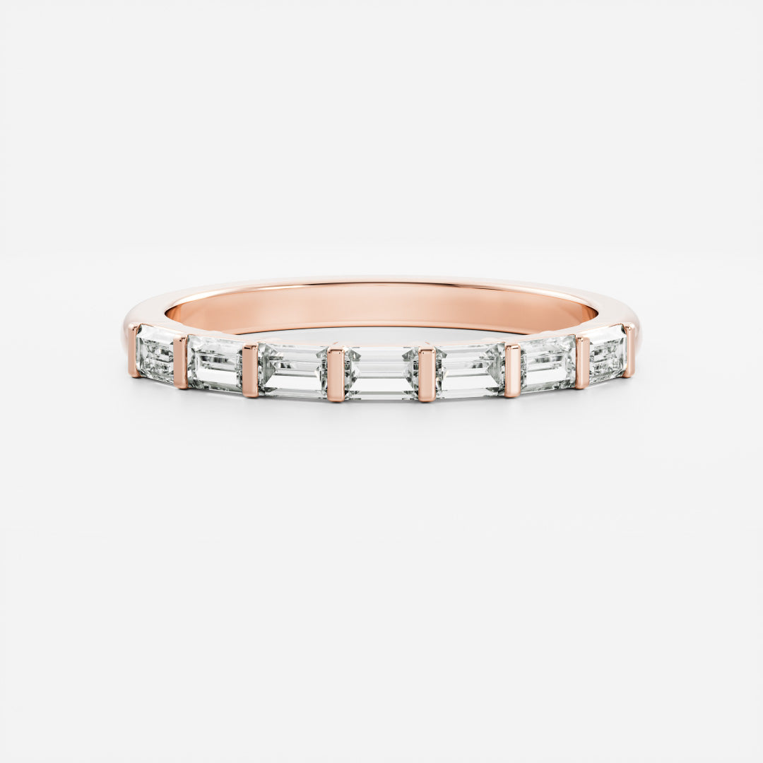 Half Eternity- 0.20 CT Oval Moissanite Wedding Band