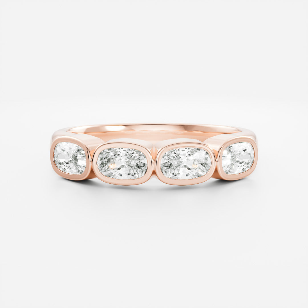 Half Eternity- 0.20 CT Oval Moissanite Wedding Band