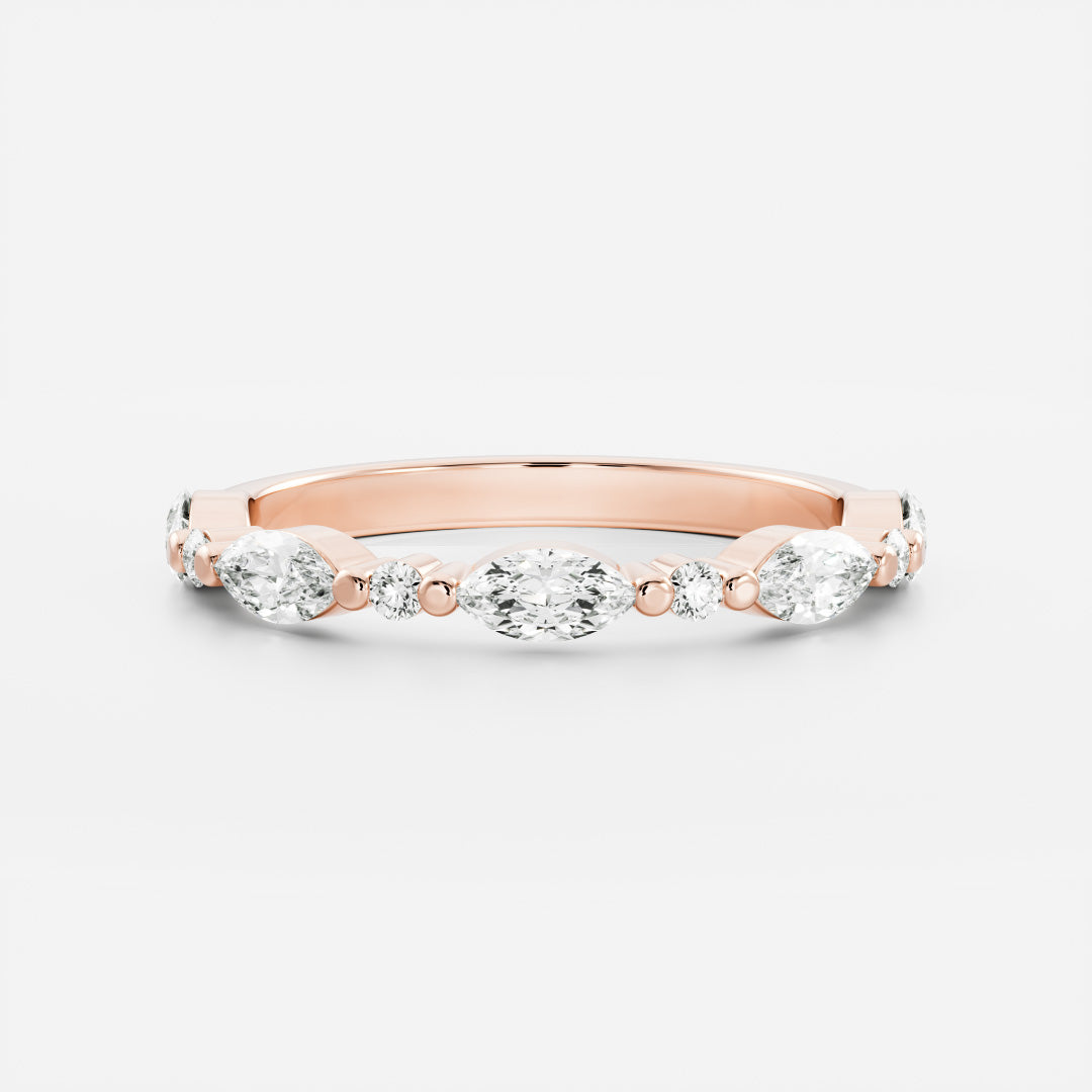 Half Eternity- 0.20 CT Oval Moissanite Wedding Band