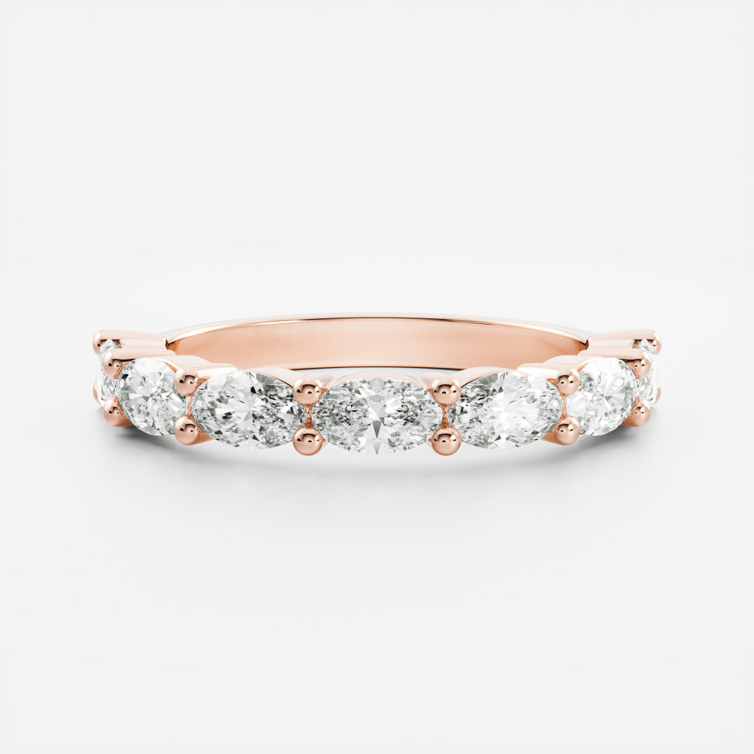 Half Eternity- 0.20 CT Oval Moissanite Wedding Band
