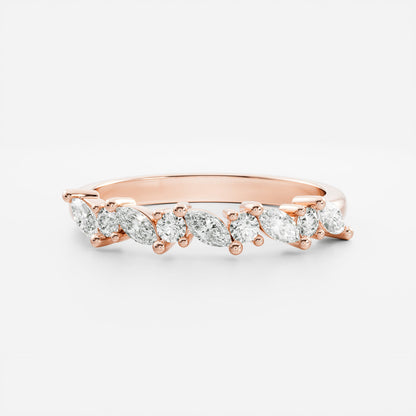 Half Eternity- 0.20 CT Oval Moissanite Wedding Band