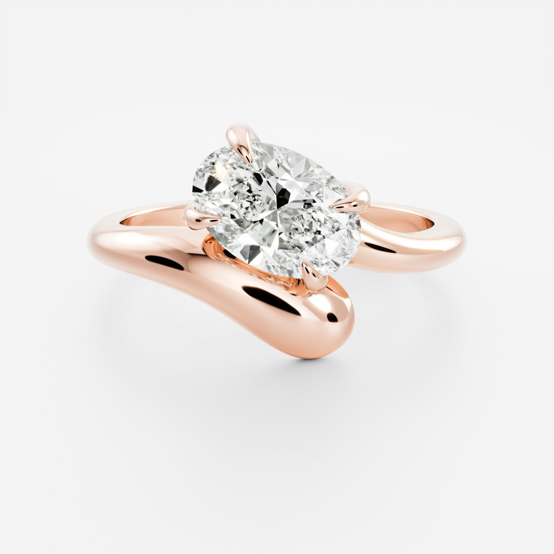 Solitaire Curved Shank-Oval Lab Grown Diamond Engagement Ring