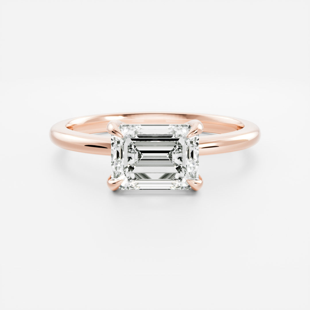 East West Solitaire-Emerald Lab Grown Diamond Engagement Ring