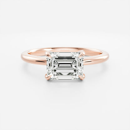 East West Solitaire-Emerald Lab Grown Diamond Engagement Ring