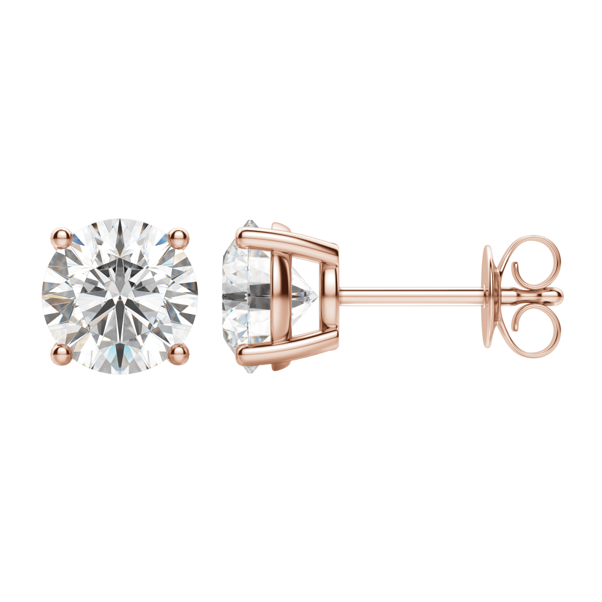 2.0 Carat Round Lab-Grown Diamond Stud Earrings