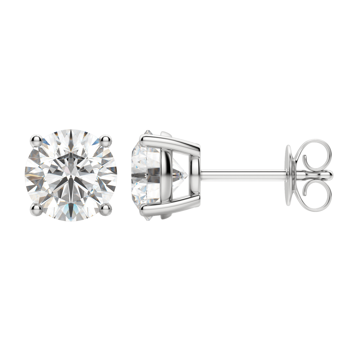 2.0 Carat Round Lab-Grown Diamond Stud Earrings 4