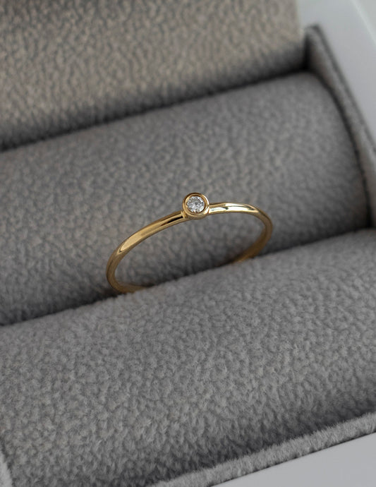 Solitaire Bezel | Stackable Ring- 0.032 CT Round Moissanite Wedding Band