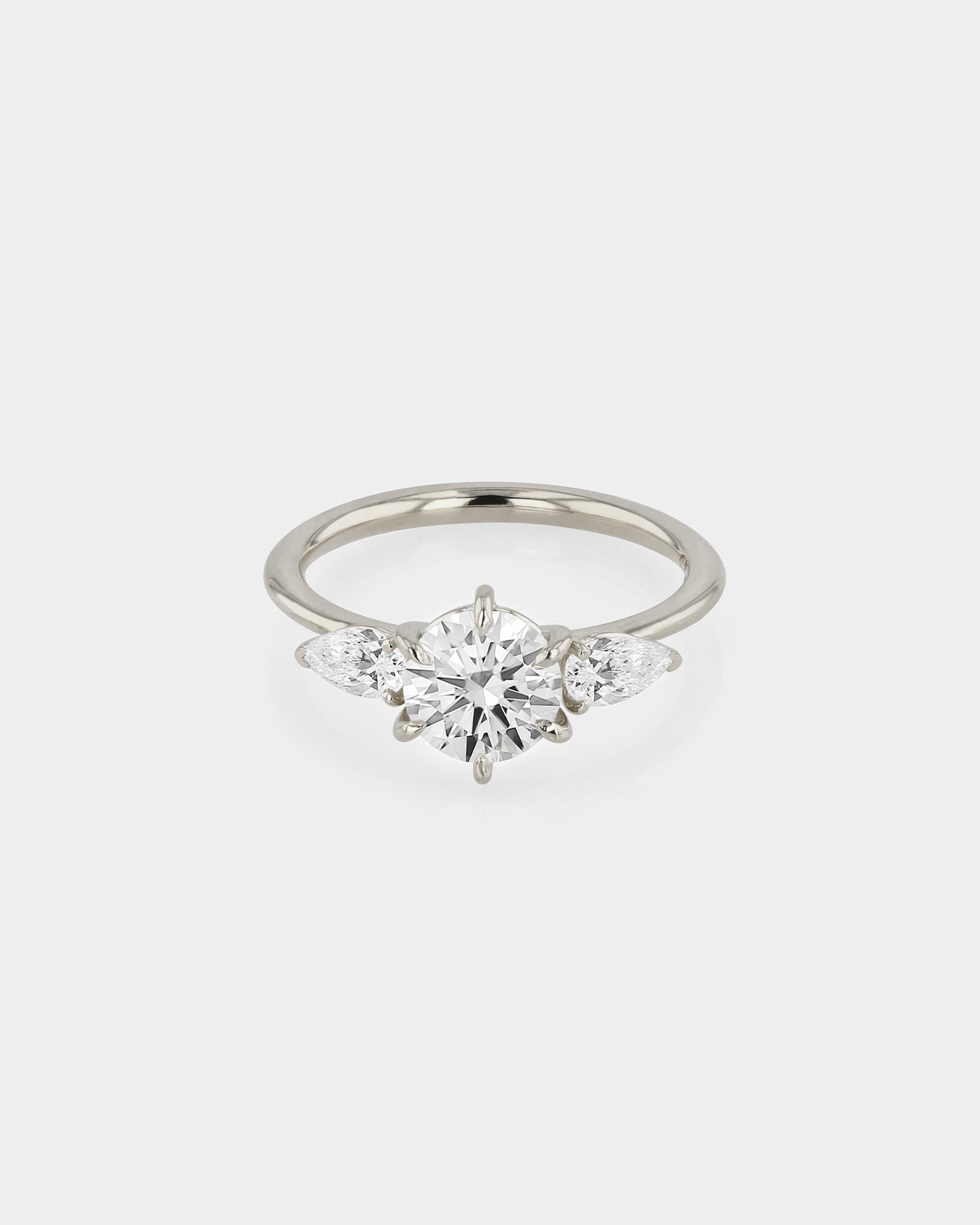 Exquisite 1.0 CT Round Lab Grown Diamond Trio Engagement Ring