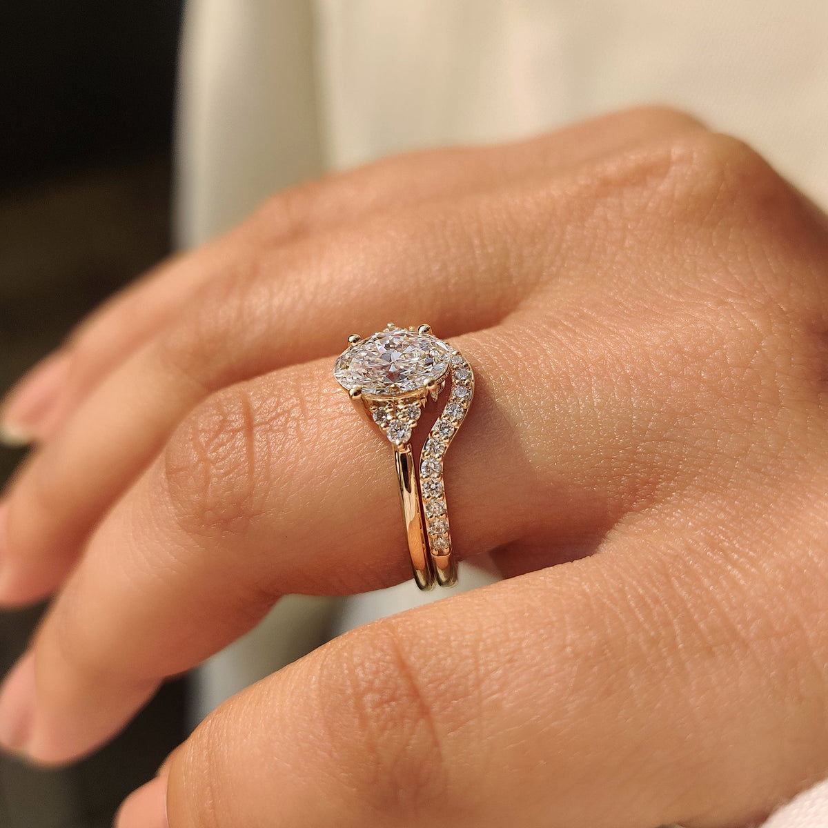 Solitaire Cathedral- 1.8 CT Cushion Lab Grown Diamond Wedding Band