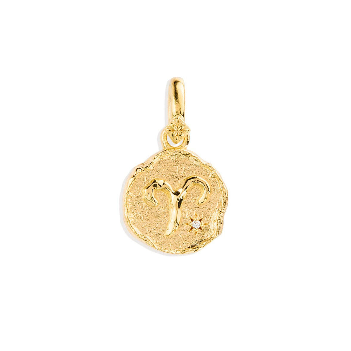 Golden Aries Zodiac Pendant with 0.02 TCW Round Lab Grown Diamond