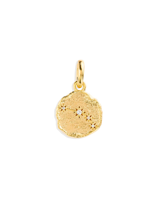 Golden Aries Zodiac Pendant with 0.02 TCW Round Lab Grown Diamond