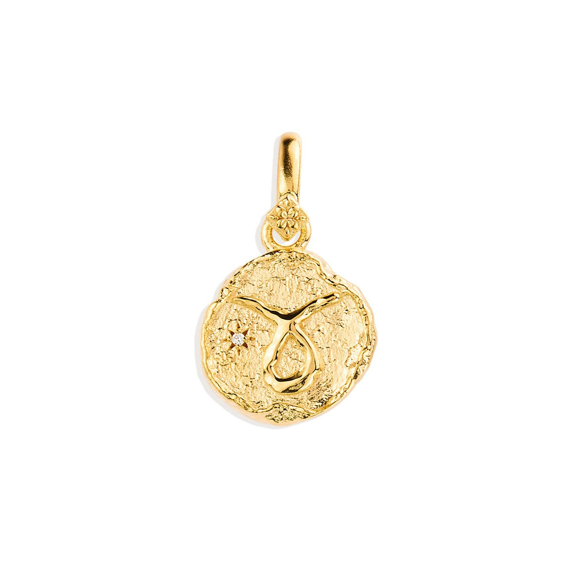 Golden Aries Zodiac Pendant with 0.02 TCW Round Lab Grown Diamond