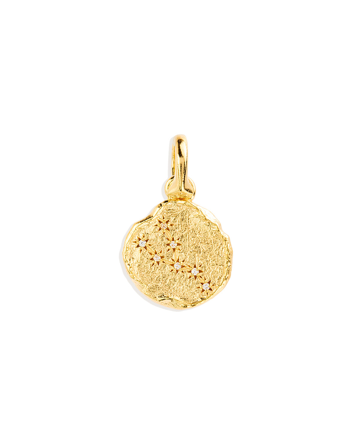 Golden Aries Zodiac Pendant with 0.02 TCW Round Lab Grown Diamond