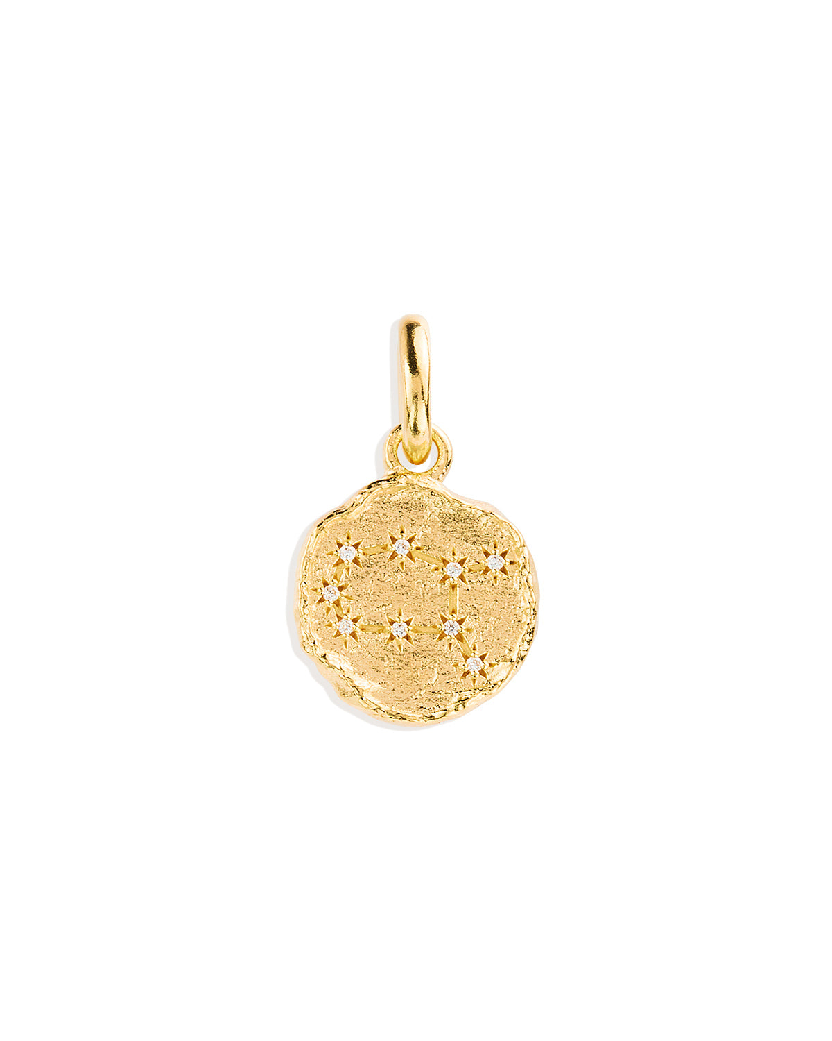 Golden Aries Zodiac Pendant with 0.02 TCW Round Lab Grown Diamond