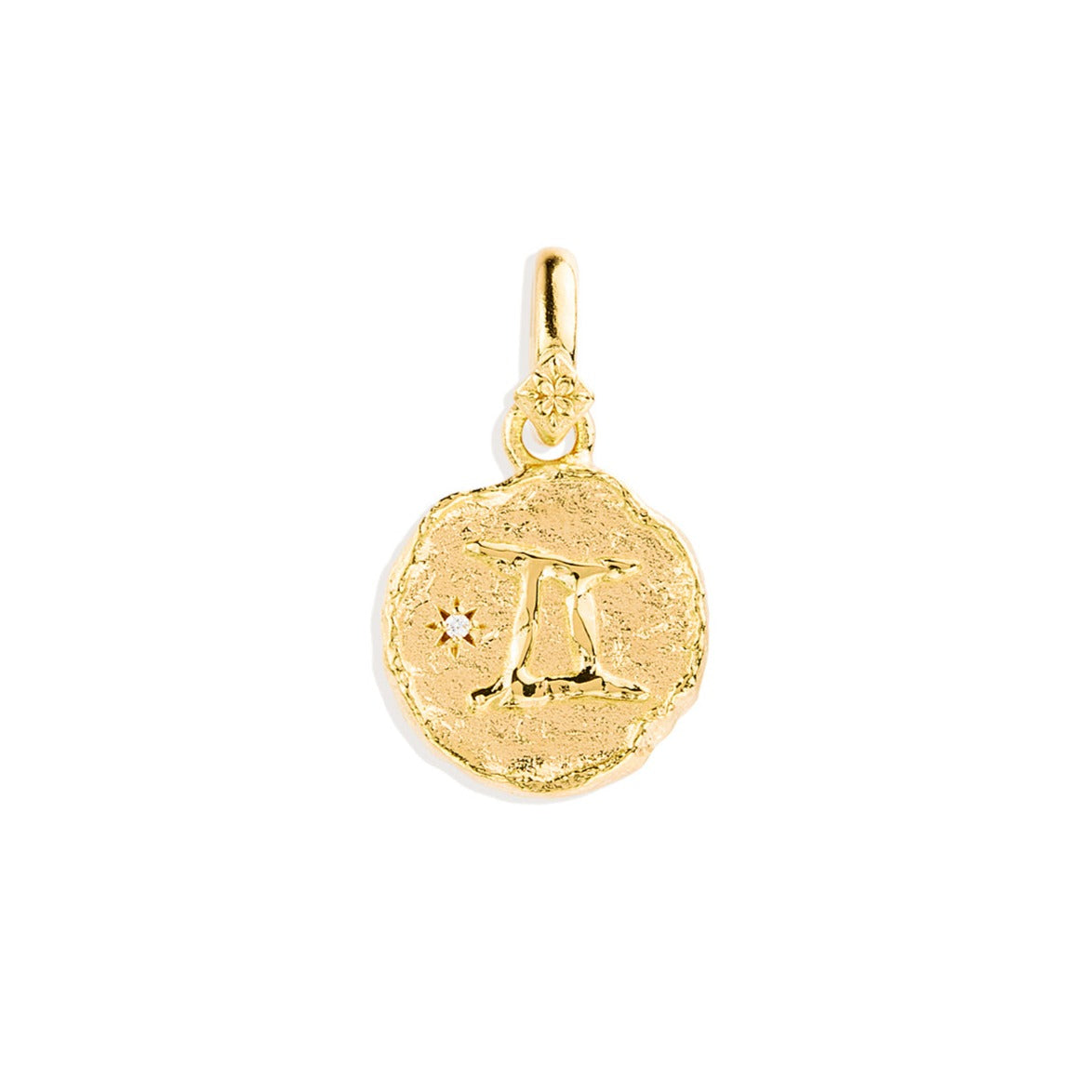 Golden Aries Zodiac Pendant with 0.02 TCW Round Lab Grown Diamond