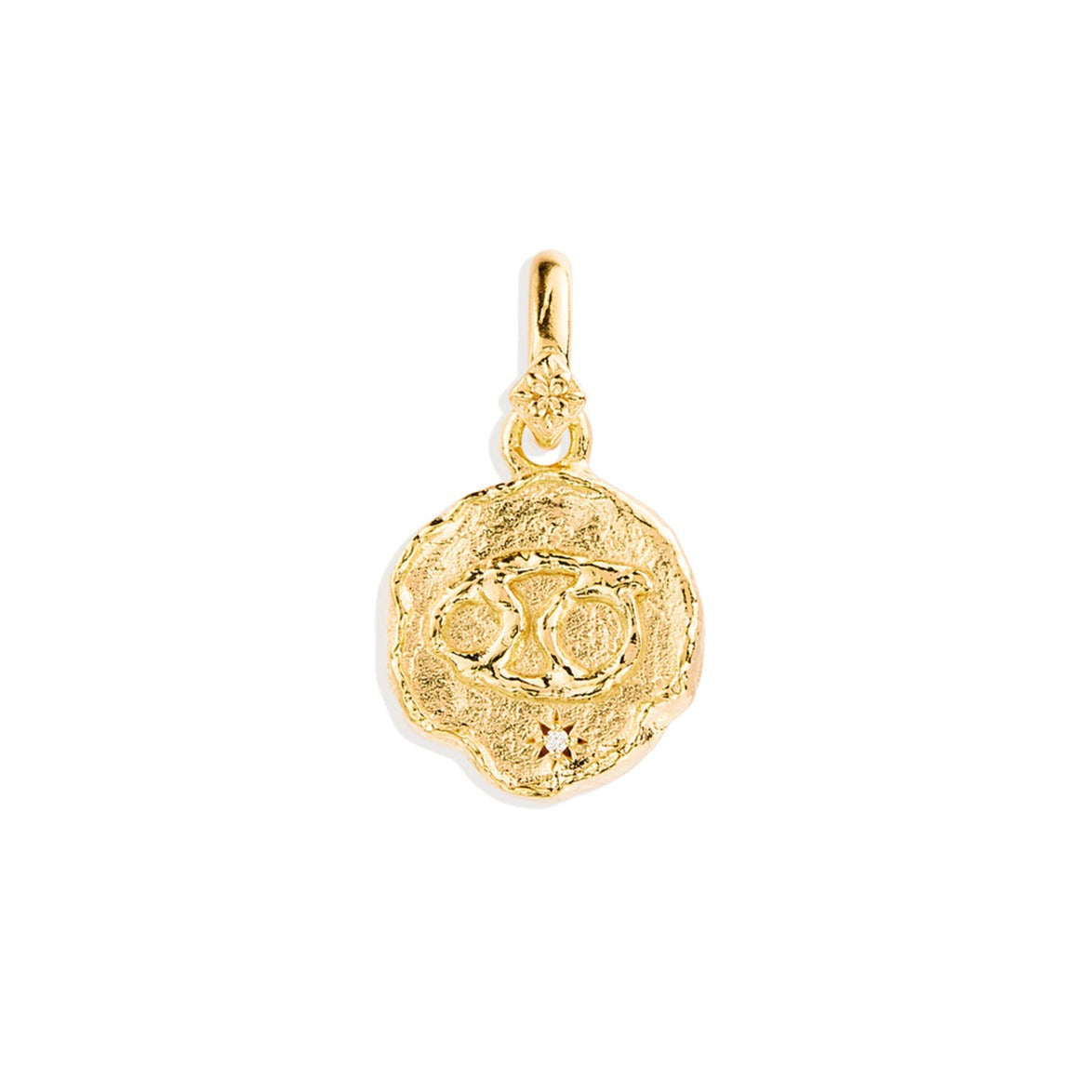 Golden Aries Zodiac Pendant with 0.02 TCW Round Lab Grown Diamond