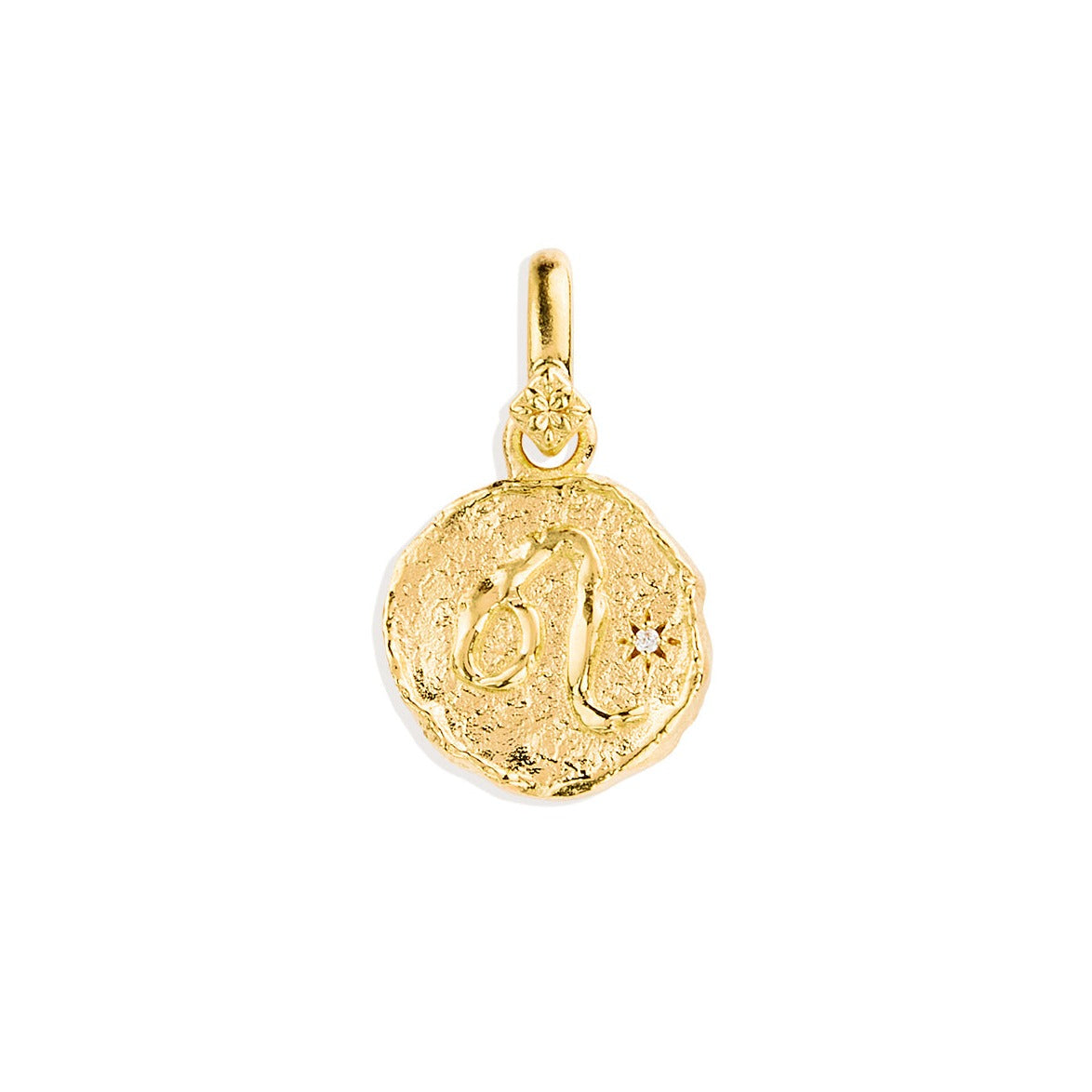 Golden Aries Zodiac Pendant with 0.02 TCW Round Lab Grown Diamond